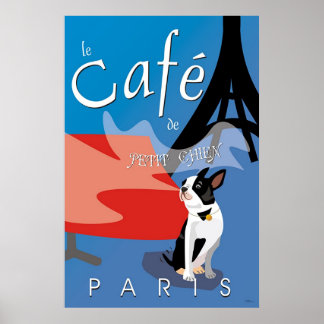 Poster Le Cafe de Petit Chien, Paris (bleu)