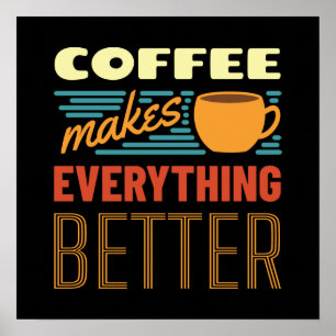 Poster Le Café Fait Tout VINTAGE Message amusant