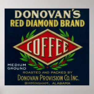 Poster Le café LabelBirmingham, AL de Donovan