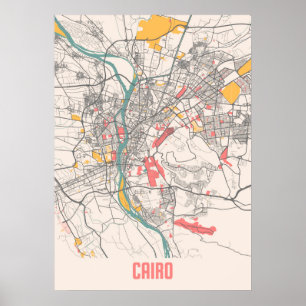 Poster Le Caire - Carte de la ville de Chalk en Égypte