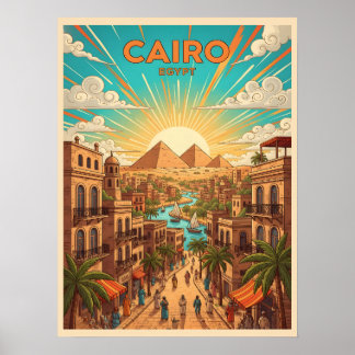 Poster Le Caire Egypte Carte Postale de Voyage Vintage av