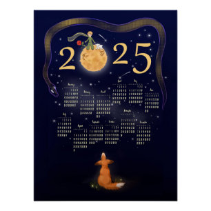 Poster Le calendrier Little Prince 2025. calendrier enfan