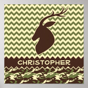 Poster Le camouflage de mâle de cerfs communs de Chevron