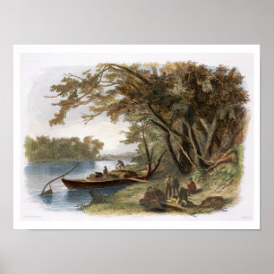 Poster Le campement des voyageurs sur le Missouri, plat