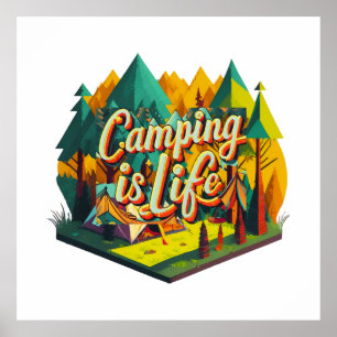 Poster Le camping est la vie