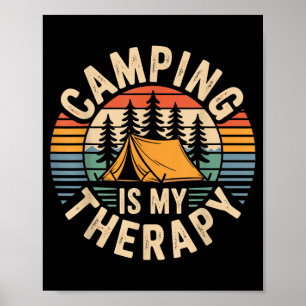 Poster Le camping est ma thérapie drôle campeur