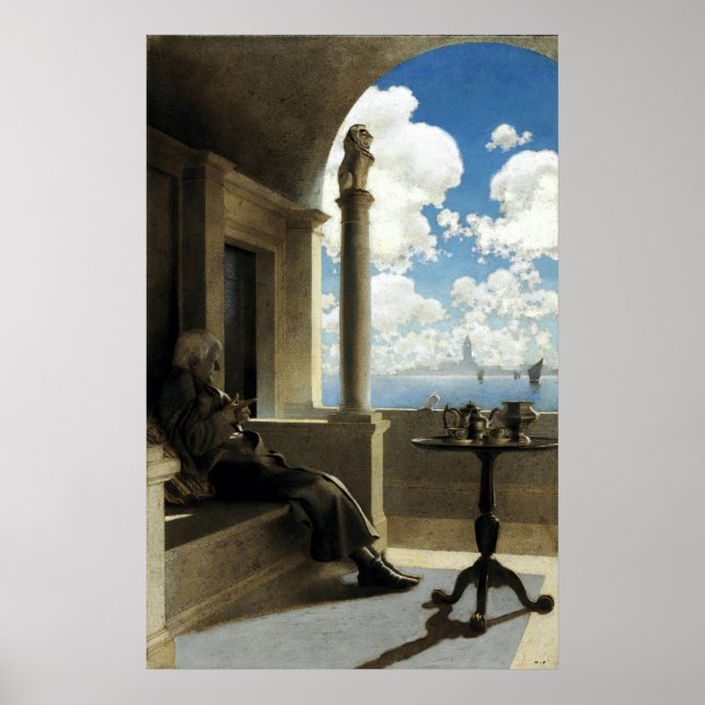 Poster Le cardinal Archevêque assis sur son balcon ombrag (Devant)