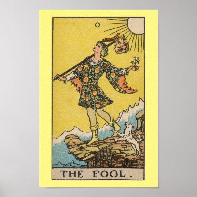 Poster Le cavalier Waite Smith Tarot : Le fou (Devant)