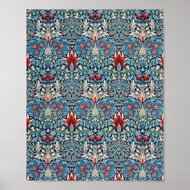 Poster Le célèbre motif Snakeshead de William Morris (Devant)