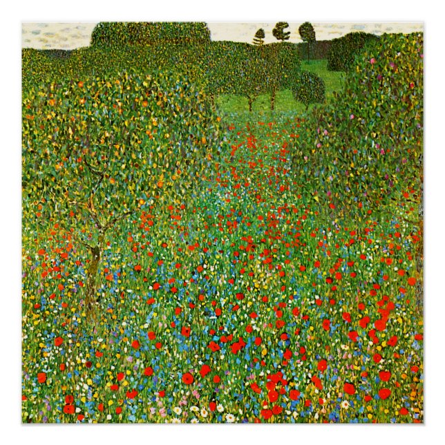 Poster Le célèbre tableau de Gustav Klimt, Mohnfeld (1907 (Devant)