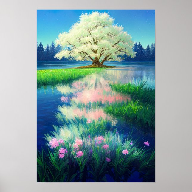Poster Le Charmant Arbre Vert Clair (Devant)