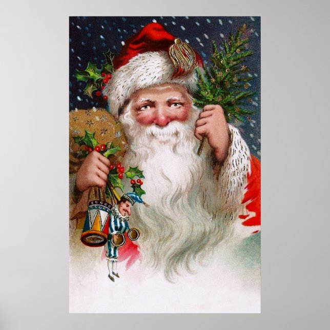 Poster Le charmant Père Noël Vintage (Devant)