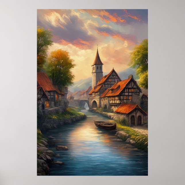 Poster Le charme intemporel d'un village médiéval (Devant)