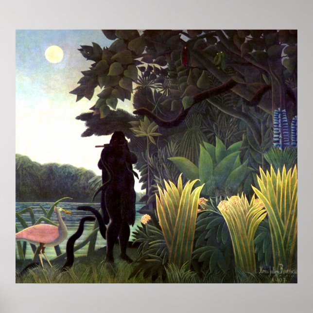 Poster Le charmeur des serpents par Henri Rousseau (Devant)