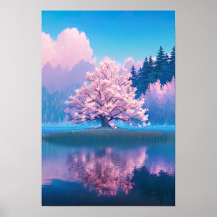 Poster Le Charming Tree au bord du lac Still Lake