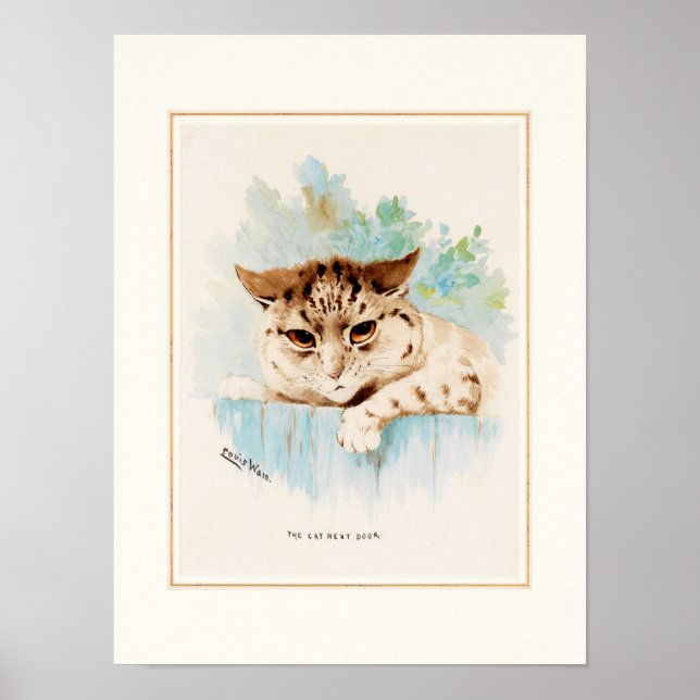 Poster Le chat à côté par Louis Wain (Devant)
