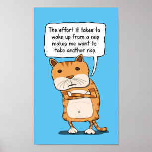 Poster Le chat drôle a besoin de petit somme après petit