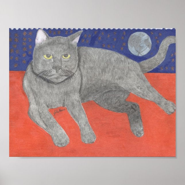 Poster Le Chat Et La Lune De Julia Hanna (Devant)