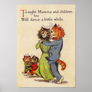 Poster Le chat et le chaton dansent, Louis Wain