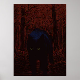 Poster Le chat fantôme et la forêt rouge