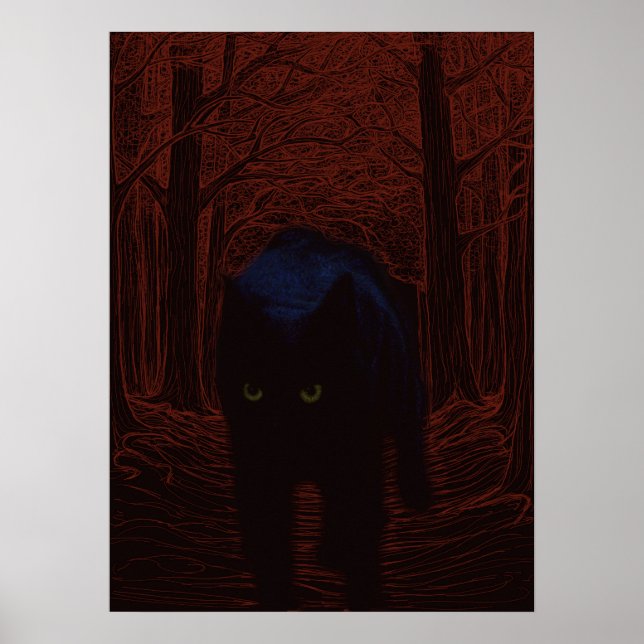 Poster Le chat fantôme et la forêt rouge (Devant)