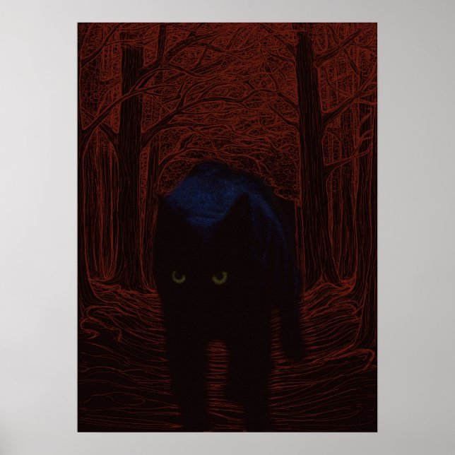 Poster Le chat fantôme et la forêt rouge (Devant)