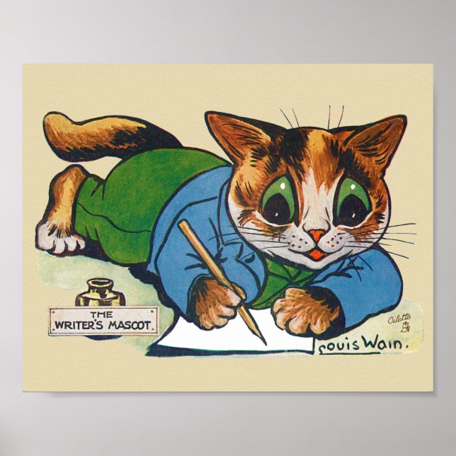 Poster Le chat Mascotte de l'écrivain, Louis Wain (Devant)