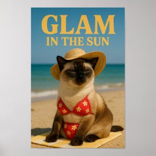 Poster Le chat siamois est glamour au soleil