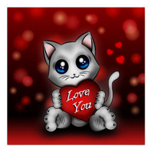 Poster Le chaton t'aime