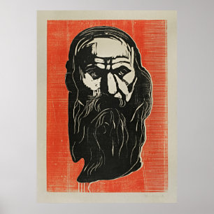 Poster Le chef d’un vieil homme à la barbe d’Edvard Munch