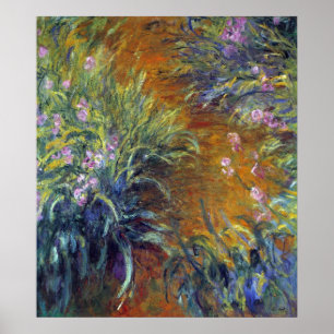 Poster Le chemin à travers les Irises par Claude Monet