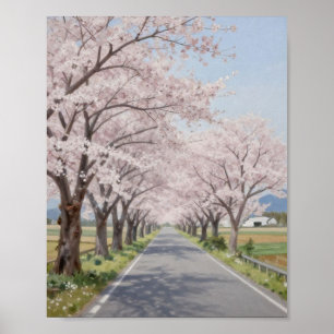 Poster Le chemin infini des floraisons printanières : un