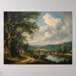 Poster Le chêne du village — Campagne anglaise avec perso