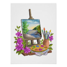 Le chevalet del'artiste peintre.