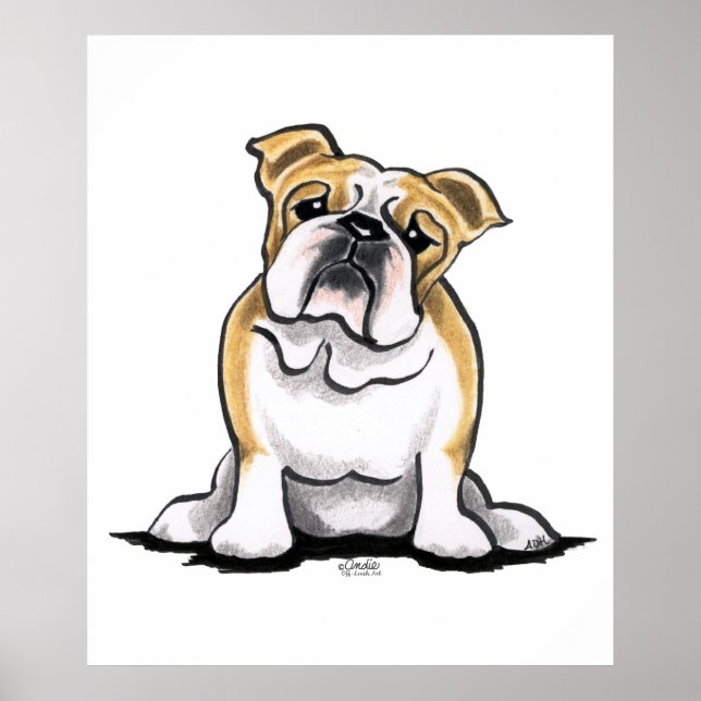 Poster Le Chien À Balles Blanc Faune Assis Plutôt (Devant)