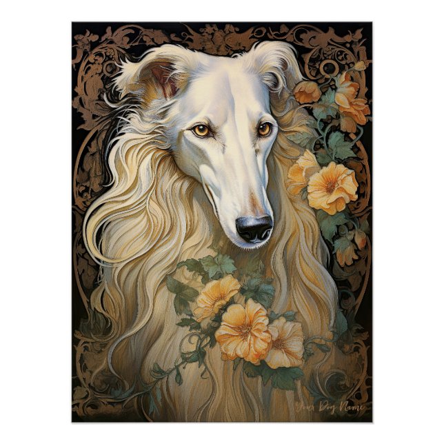 Poster Le Chien Borzoi 001 - Natalia Mucha (Devant)