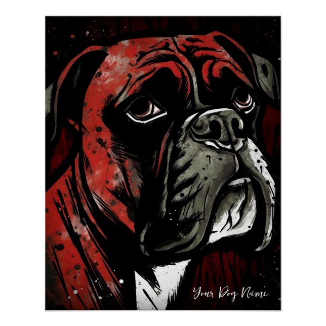 Poster Le chien de la boxe, rouge et noir 004 - Ulises Da (Devant)