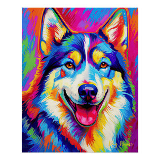 Poster Le Chien Husky Sibérien 001 - Zetton Ziana