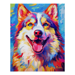 Poster Le Chien Husky Sibérien 002 - Zetton Ziana