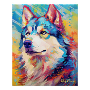Poster Le Chien Husky Sibérien 004 - Zetton Ziana