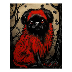 Poster Le chien Pekingese, rouge et noir 001 - Ulises Dal