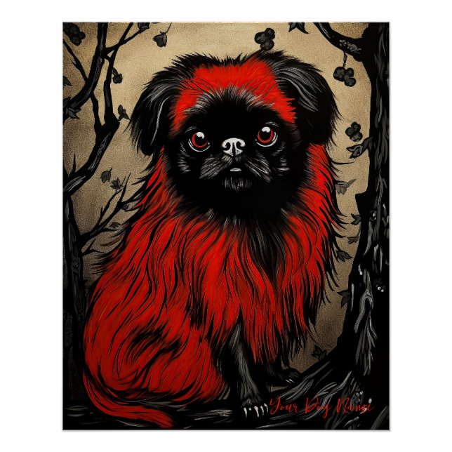 Poster Le chien Pekingese, rouge et noir 001 - Ulises Dal (Devant)
