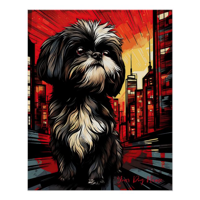 Poster Le Chien Tzu Chiite, Rouge et Noir 003 - Ulises Da (Devant)