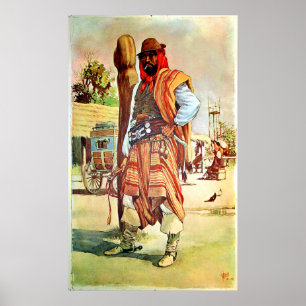 Poster Le Chili, gauchos, homme dans le costume
