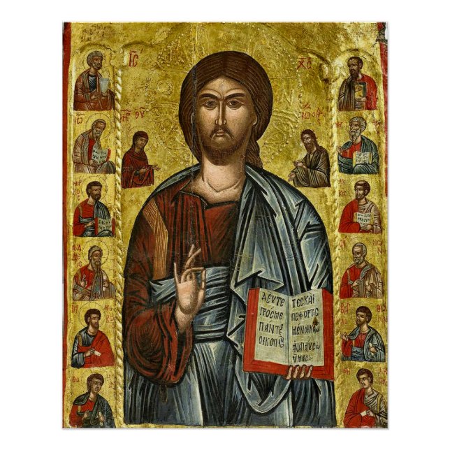 Poster Le Christ et les douze apôtres Icône orthodoxe (Devant)