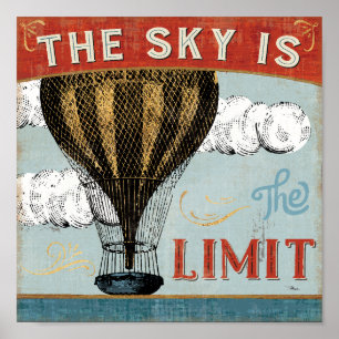Poster Le Ciel De Balloon À Air Chaud Est La Citation Lim