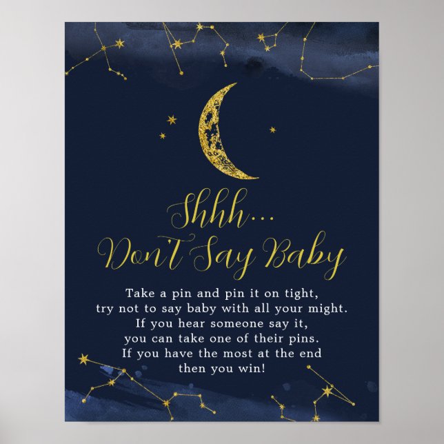 Poster Le ciel nocturne sur le Baby shower de la Lune Ne  (Devant)