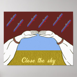 Poster Le ciel pacifique "jaune et bleu" de l'Ukraine
