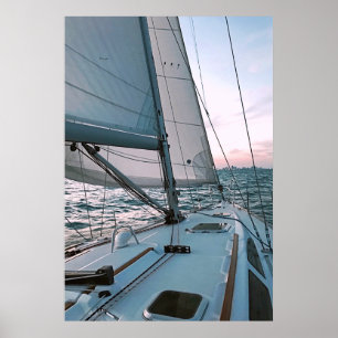 Poster Le ciel rose de la nuit enchante les marins