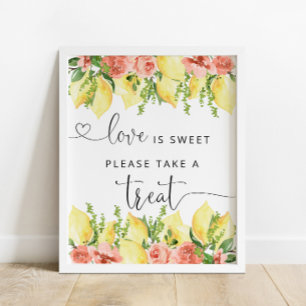Poster Le Citron Floral Thème L'Amour C'Est Les Soins Suc